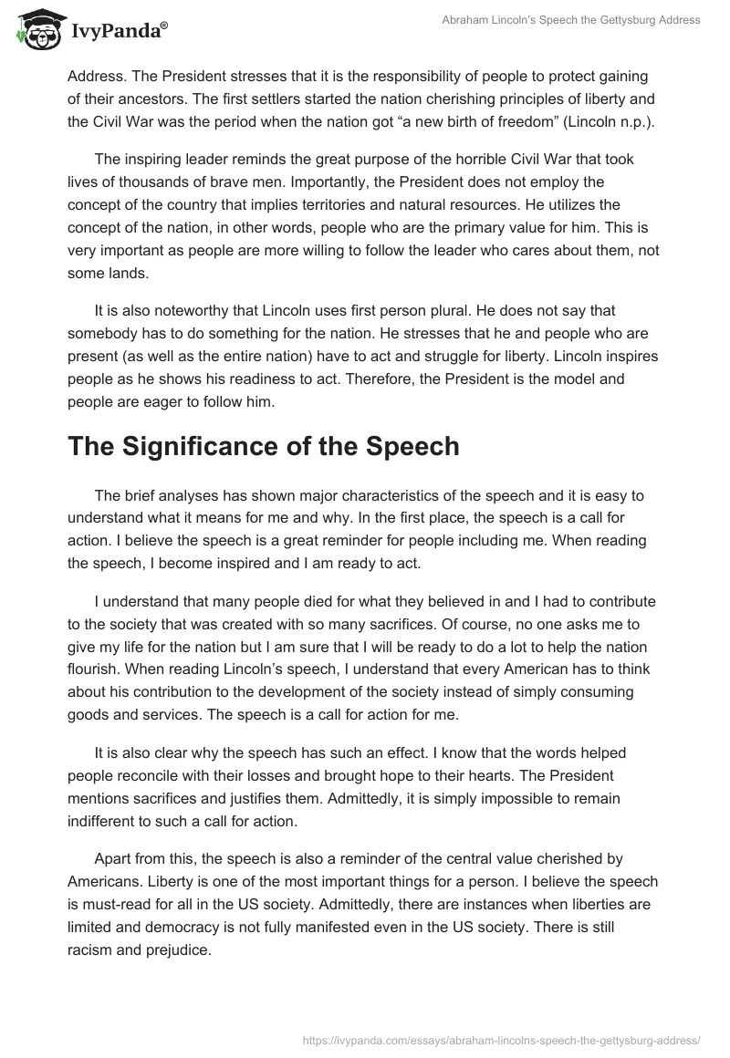 Abraham Lincoln’s Speech "The Gettysburg Address". Page 2