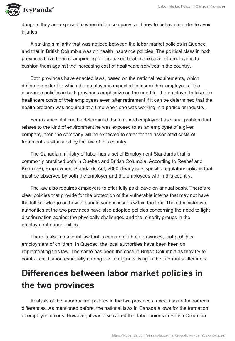 Labor Market Policy in Canada Provinces. Page 5