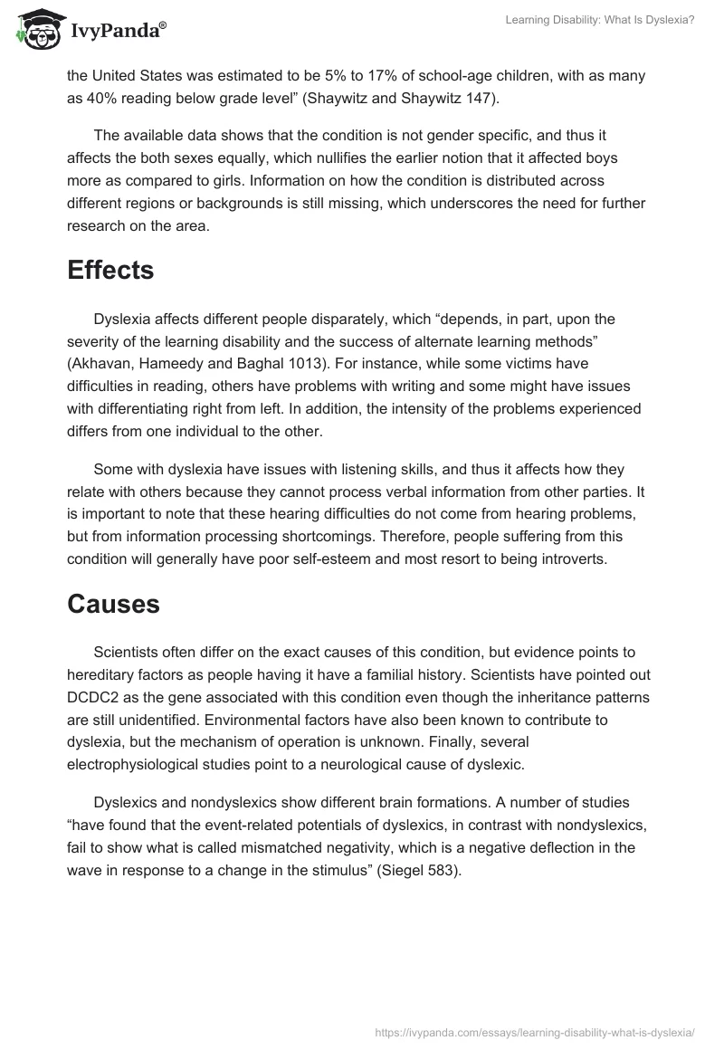Learning Disability: What Is Dyslexia?. Page 2