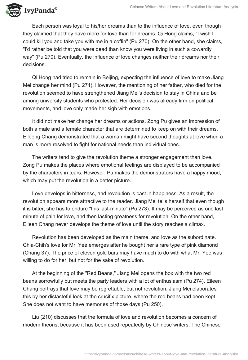 Chinese Writers About Love and Revolution Literature Analysis. Page 4