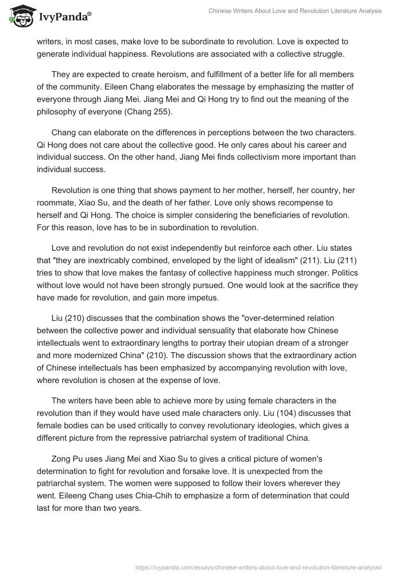 Chinese Writers About Love and Revolution Literature Analysis. Page 5