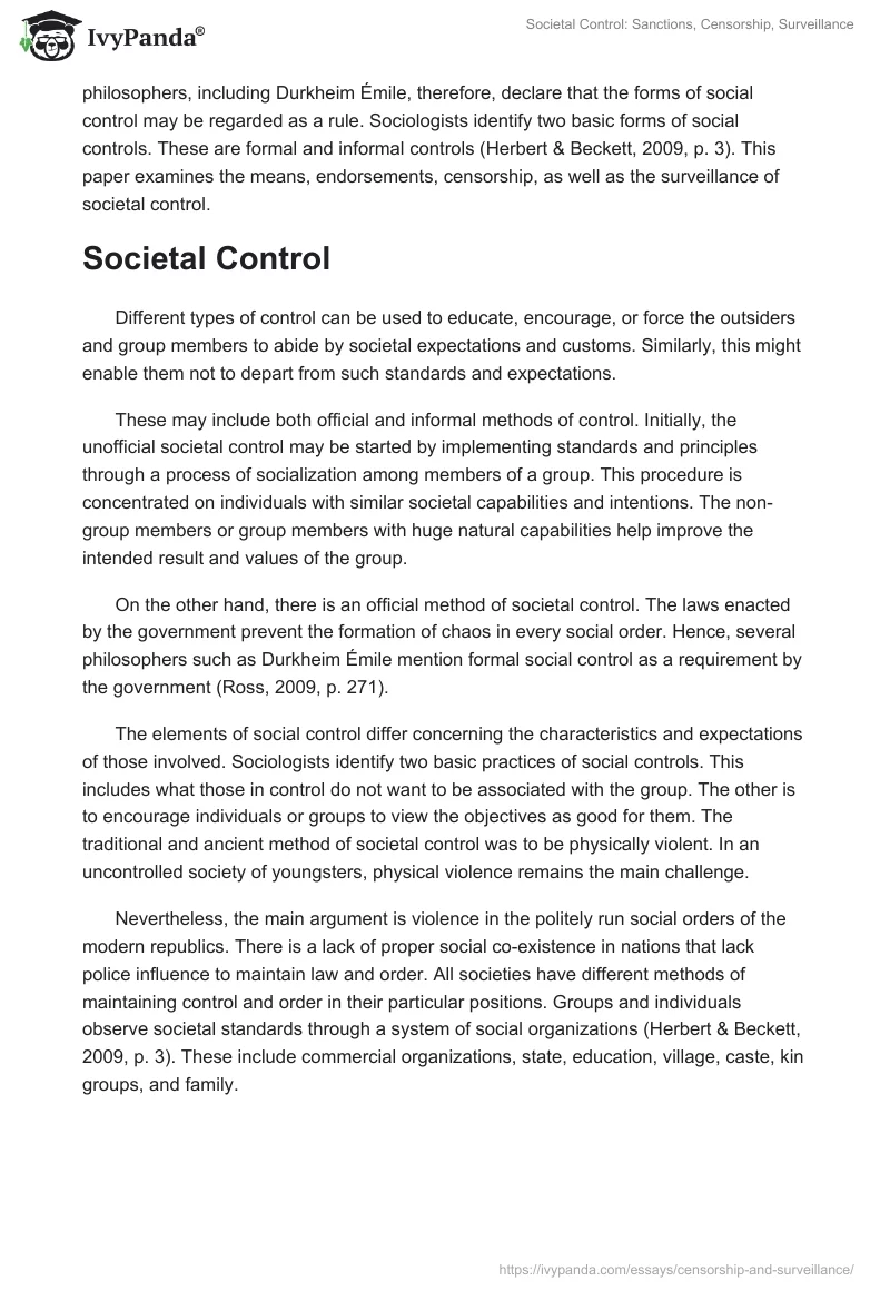 Societal Control: Sanctions, Censorship, Surveillance. Page 2
