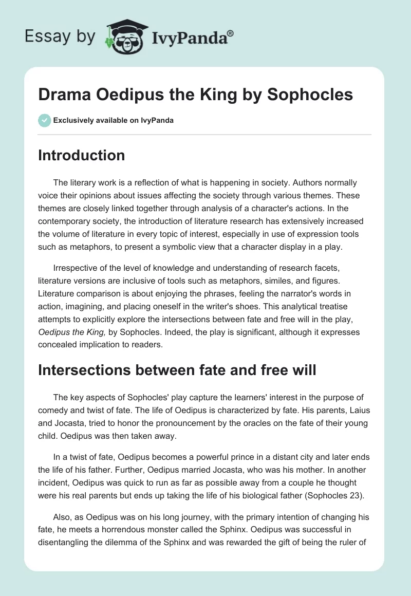 Drama Oedipus the King by Sophocles. Page 1
