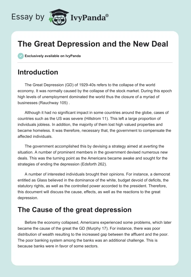 The Great Depression and the New Deal. Page 1
