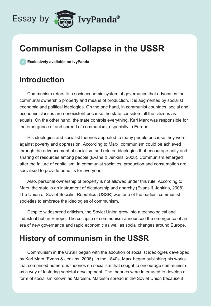 Communism Collapse in the USSR. Page 1