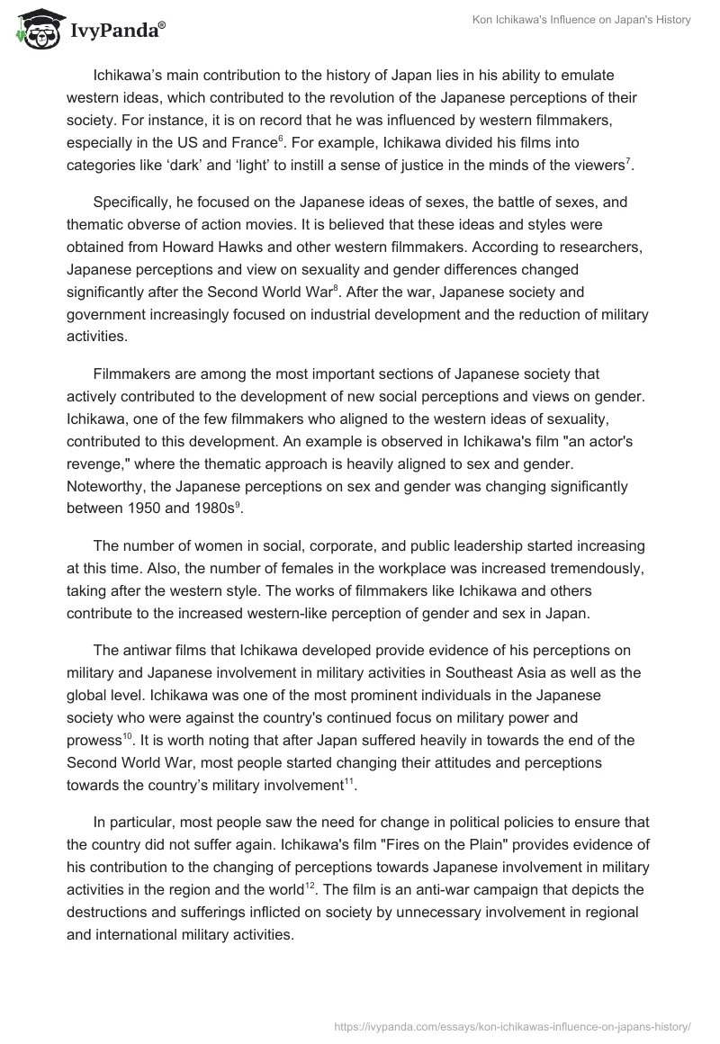 Kon Ichikawa's Influence on Japan's History. Page 2