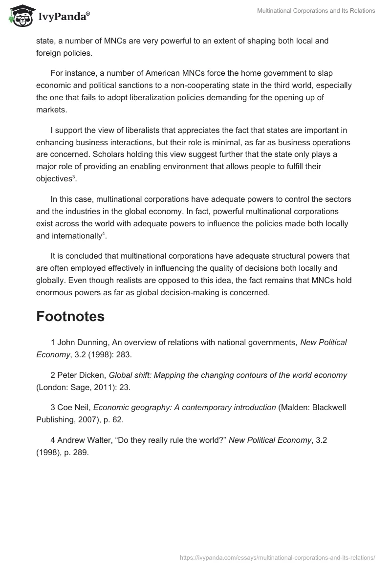 Multinational Corporations and Its Relations. Page 2