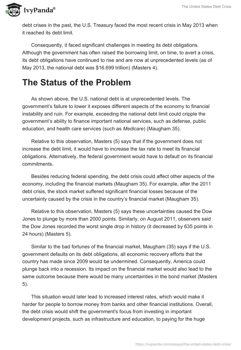 The United States Debt Crisis. Page 2