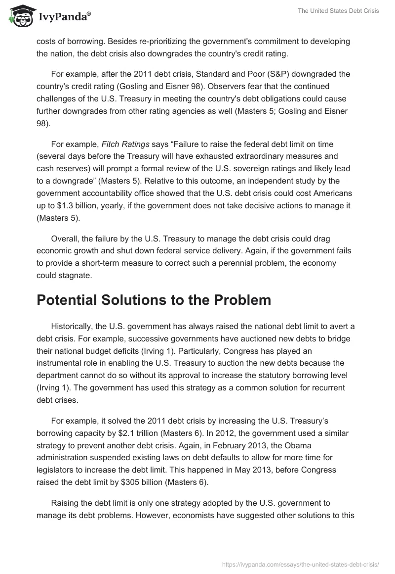 The United States Debt Crisis. Page 3