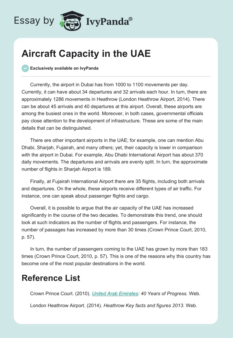 Aircraft Capacity in the UAE. Page 1