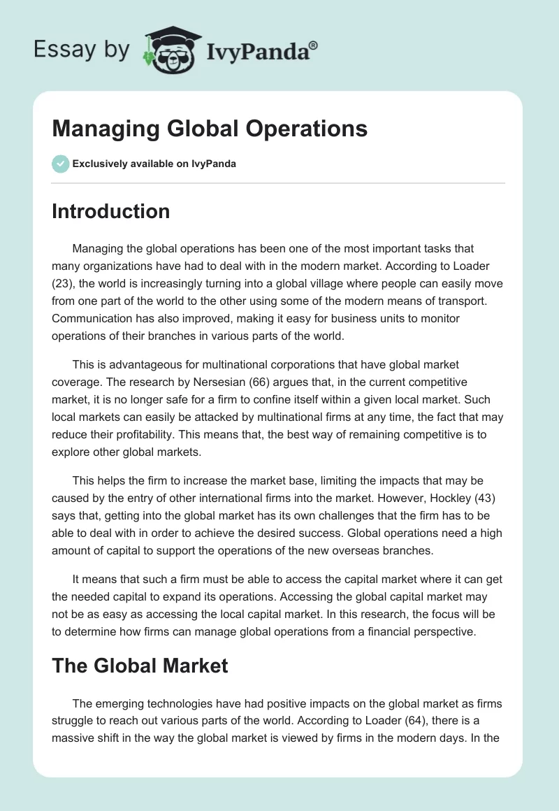 Managing Global Operations. Page 1