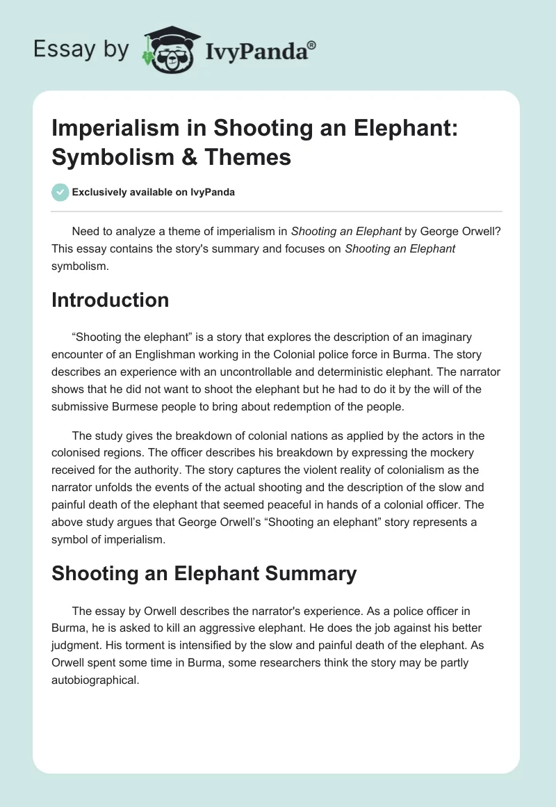 What Does the Elephant Symbolize in Shooting an Elephant  