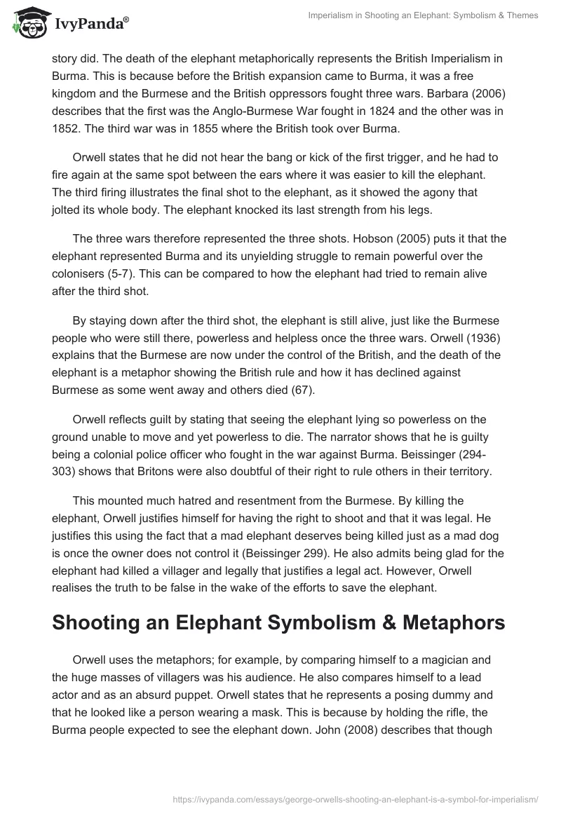 Imperialism in Shooting an Elephant: Symbolism & Themes. Page 5