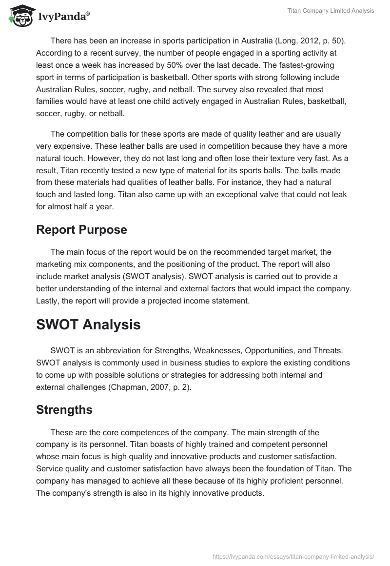Titan Company Limited Analysis. Page 2