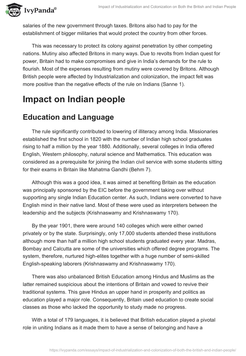 Impact of Industrialization and Colonization on Both the British and Indian People. Page 3
