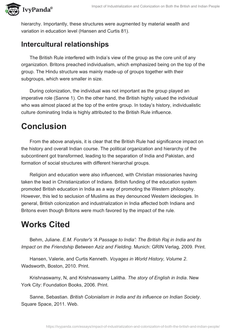 Impact of Industrialization and Colonization on Both the British and Indian People. Page 5