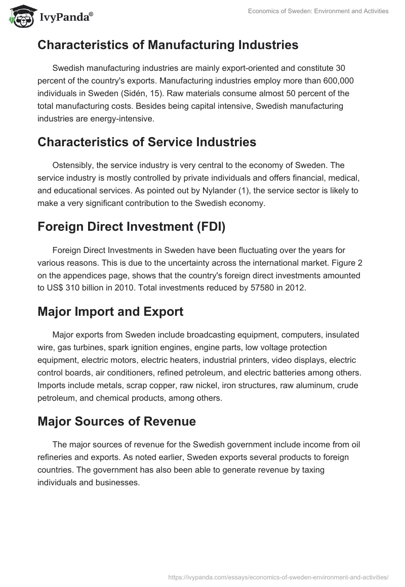 Economics of Sweden: Environment and Activities. Page 4