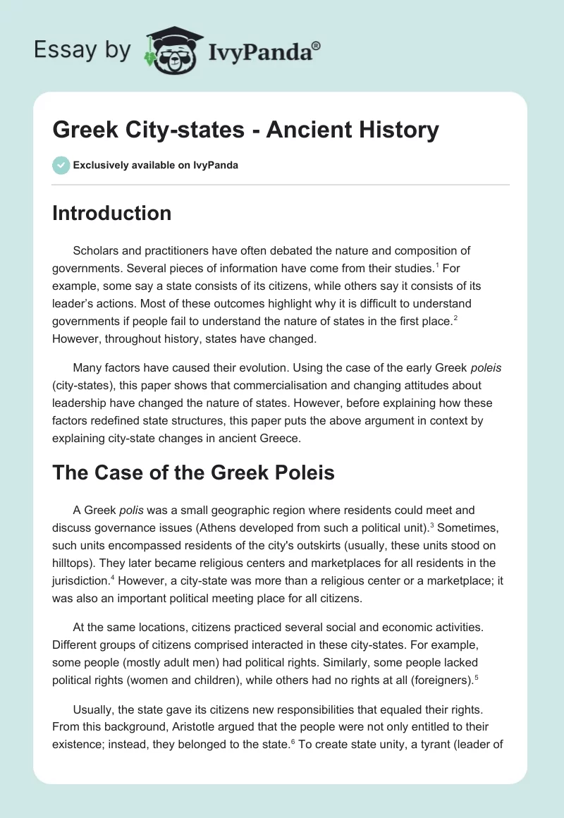 Greek City-States - Ancient History. Page 1