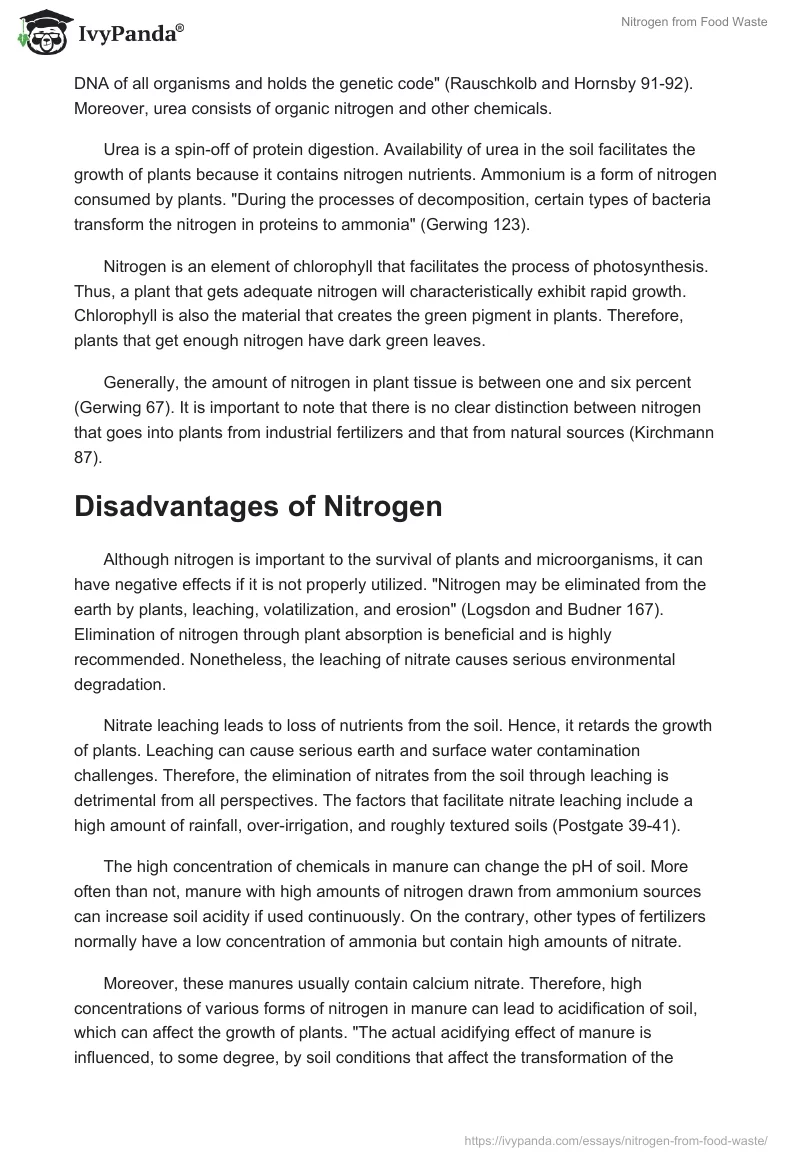 Nitrogen from Food Waste. Page 2