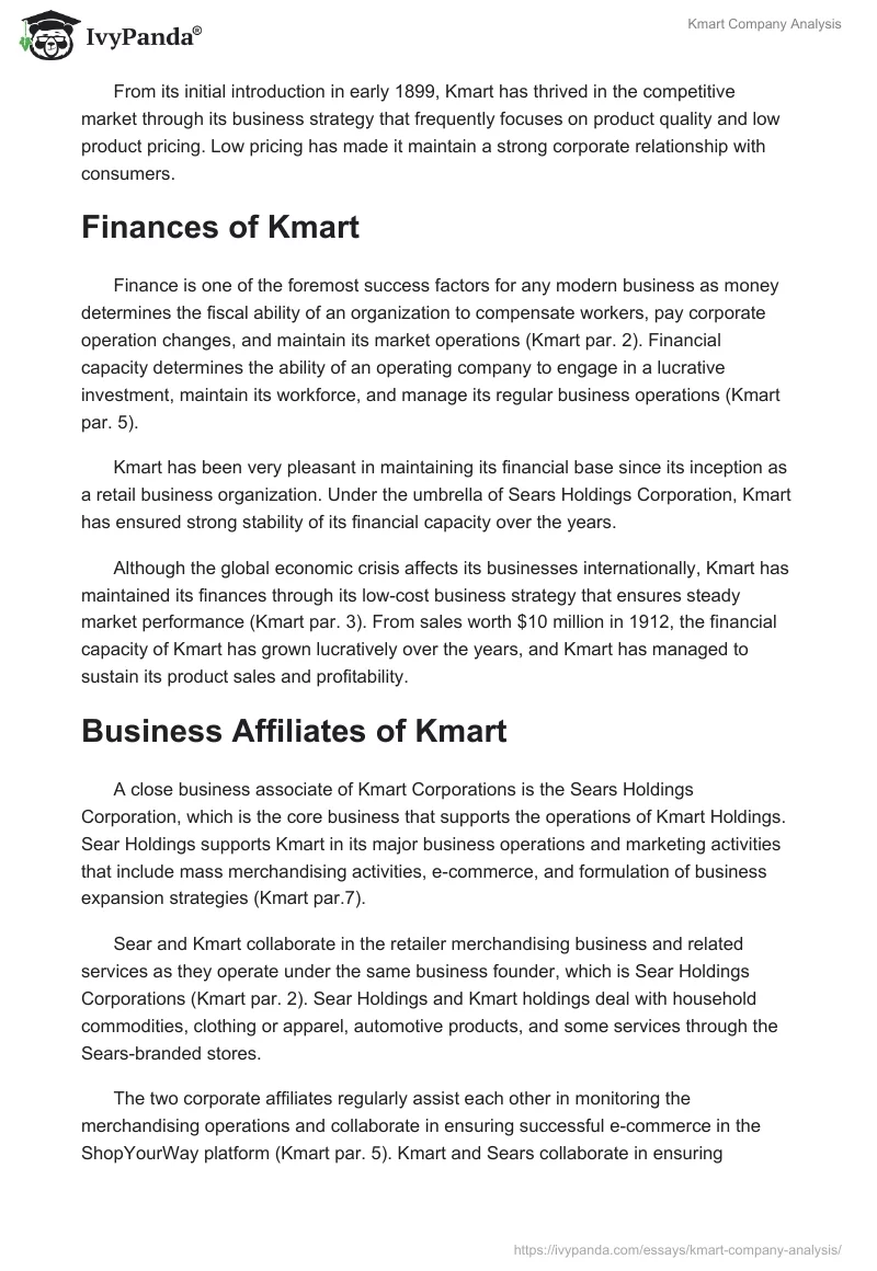 Kmart Company Analysis. Page 2