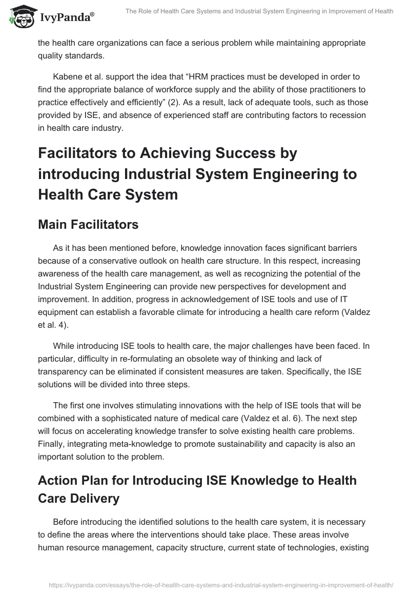The Role of Health Care Systems and Industrial System Engineering in Improvement of Health. Page 4