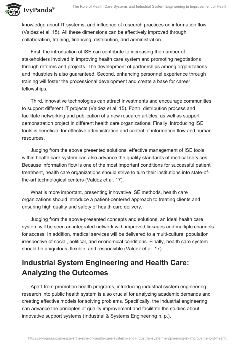 The Role of Health Care Systems and Industrial System Engineering in Improvement of Health. Page 5