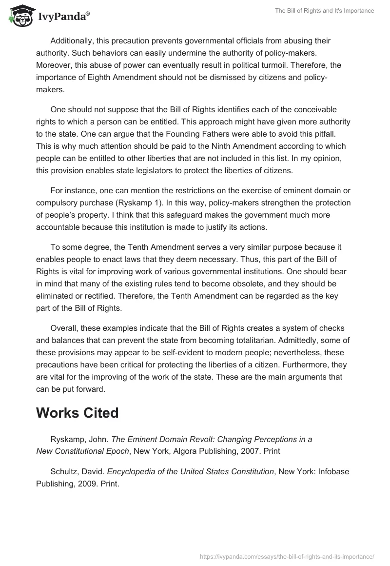 The Bill of Rights and It's Importance. Page 3