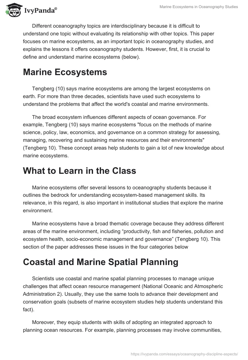 Marine Ecosystems in Oceanography Studies. Page 2