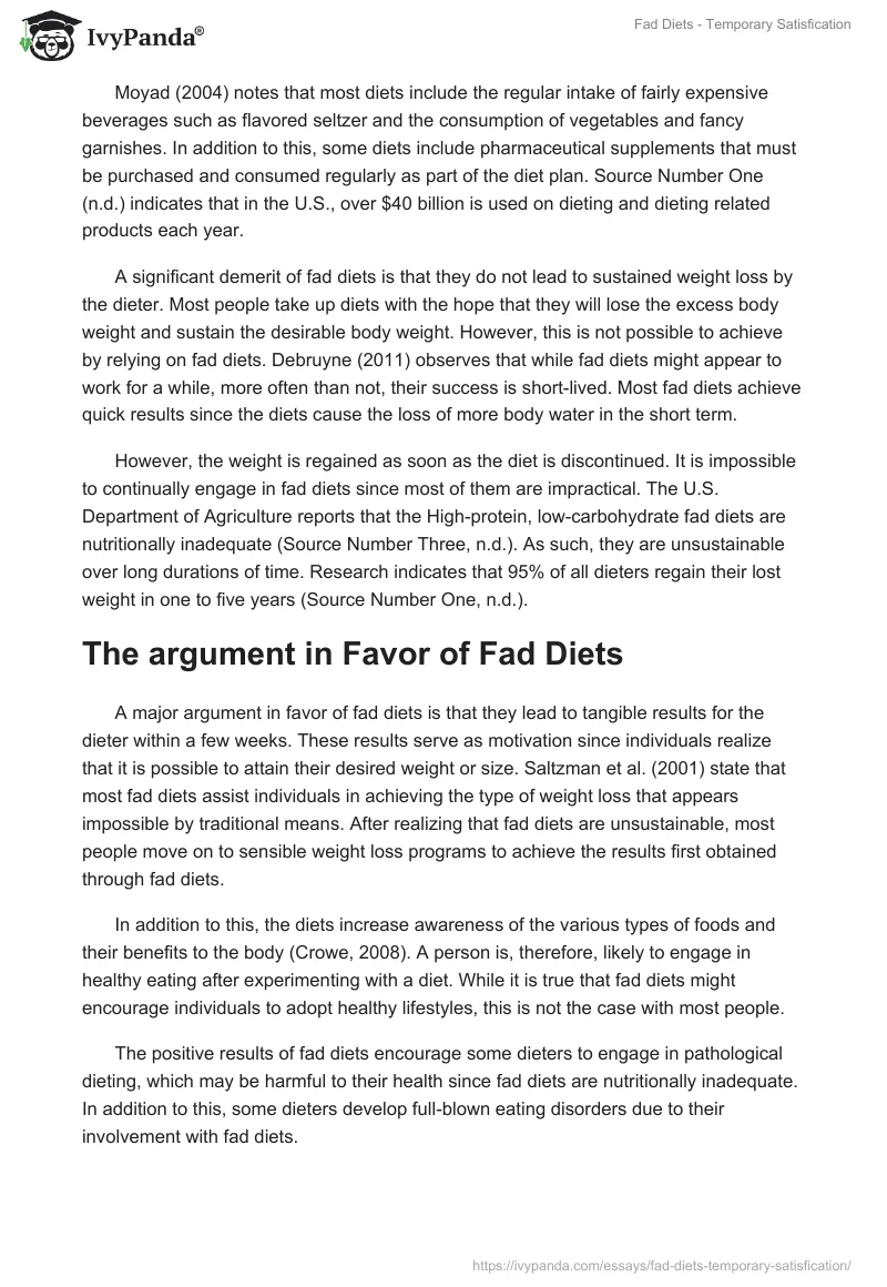 Fad Diets - Temporary Satisfication. Page 3