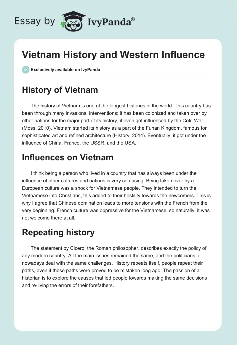 Vietnam History and Western Influence. Page 1