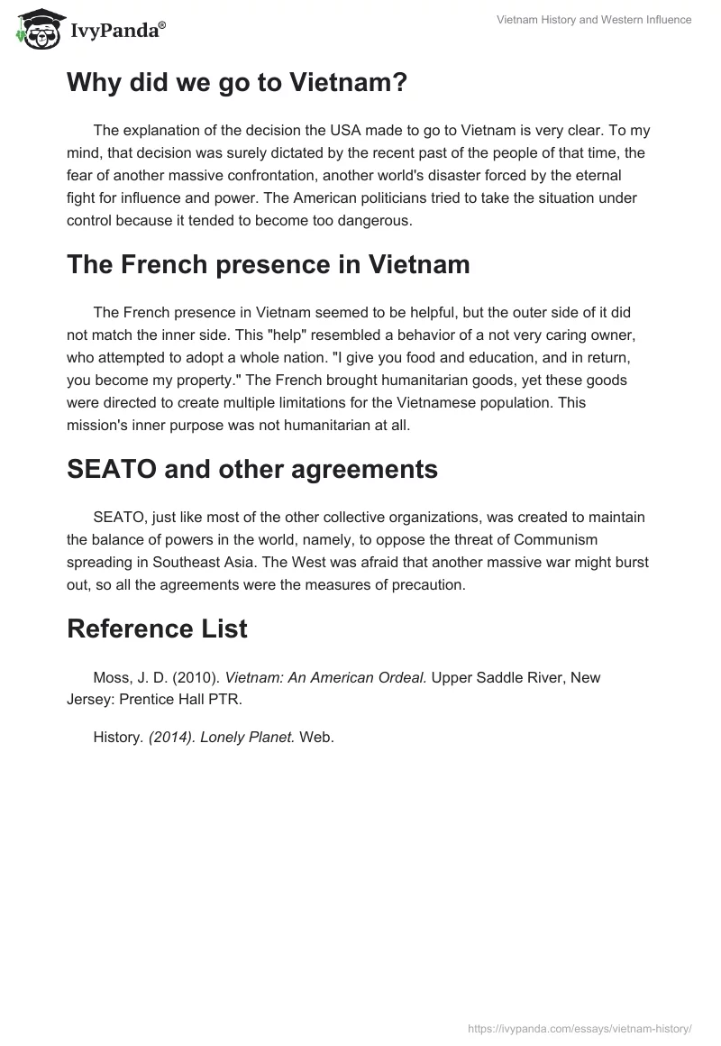 Vietnam History and Western Influence. Page 2