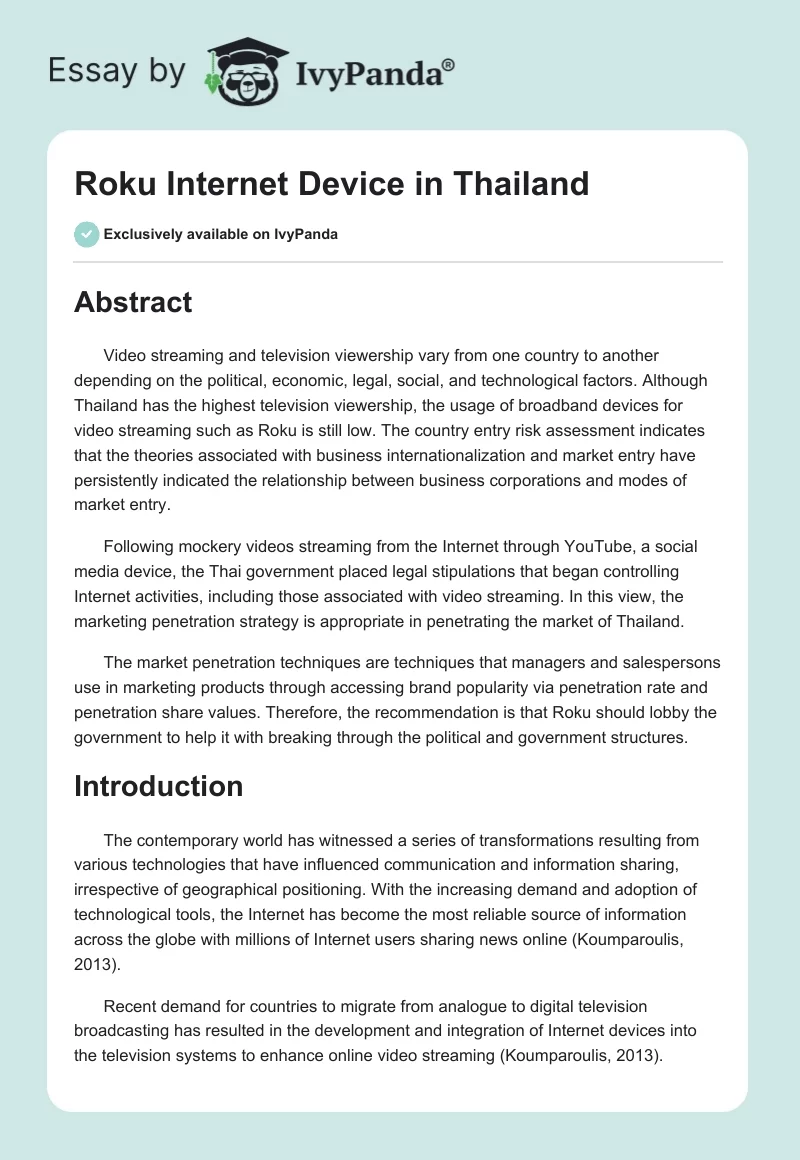 Roku Internet Device in Thailand. Page 1