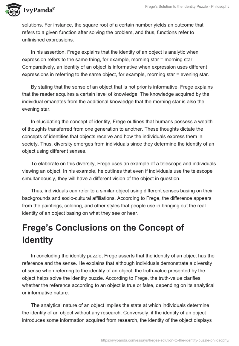 Frege’s Solution to the Identity Puzzle - Philosophy. Page 2