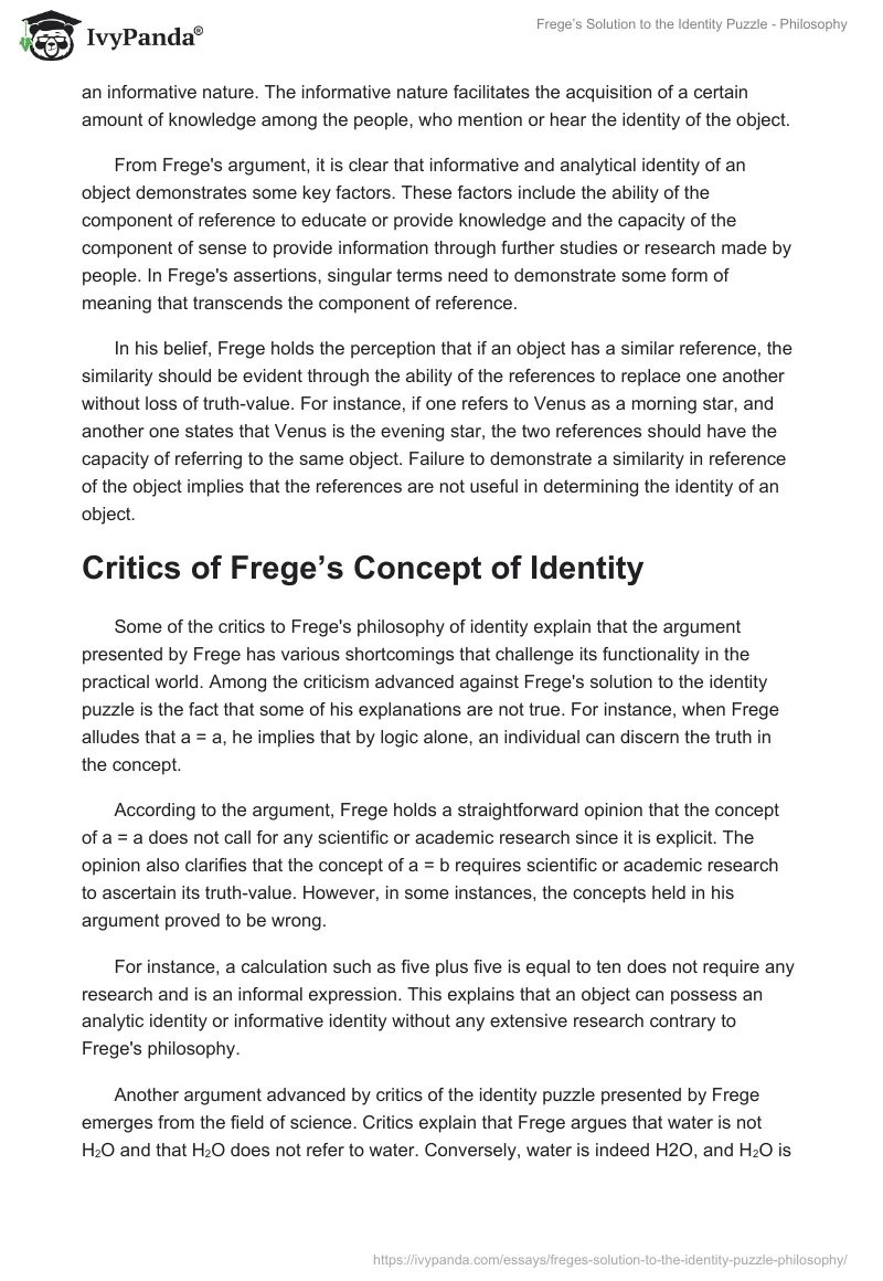 Frege’s Solution to the Identity Puzzle - Philosophy. Page 3