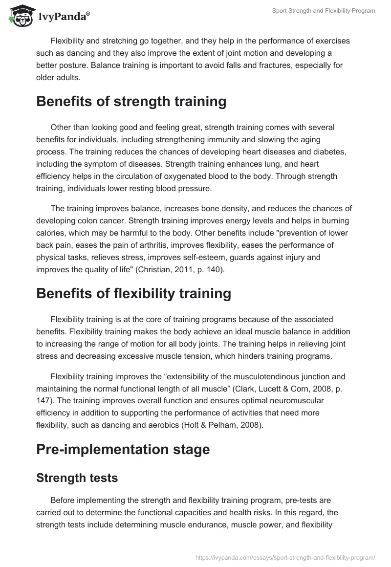 Sport Strength and Flexibility Program. Page 2