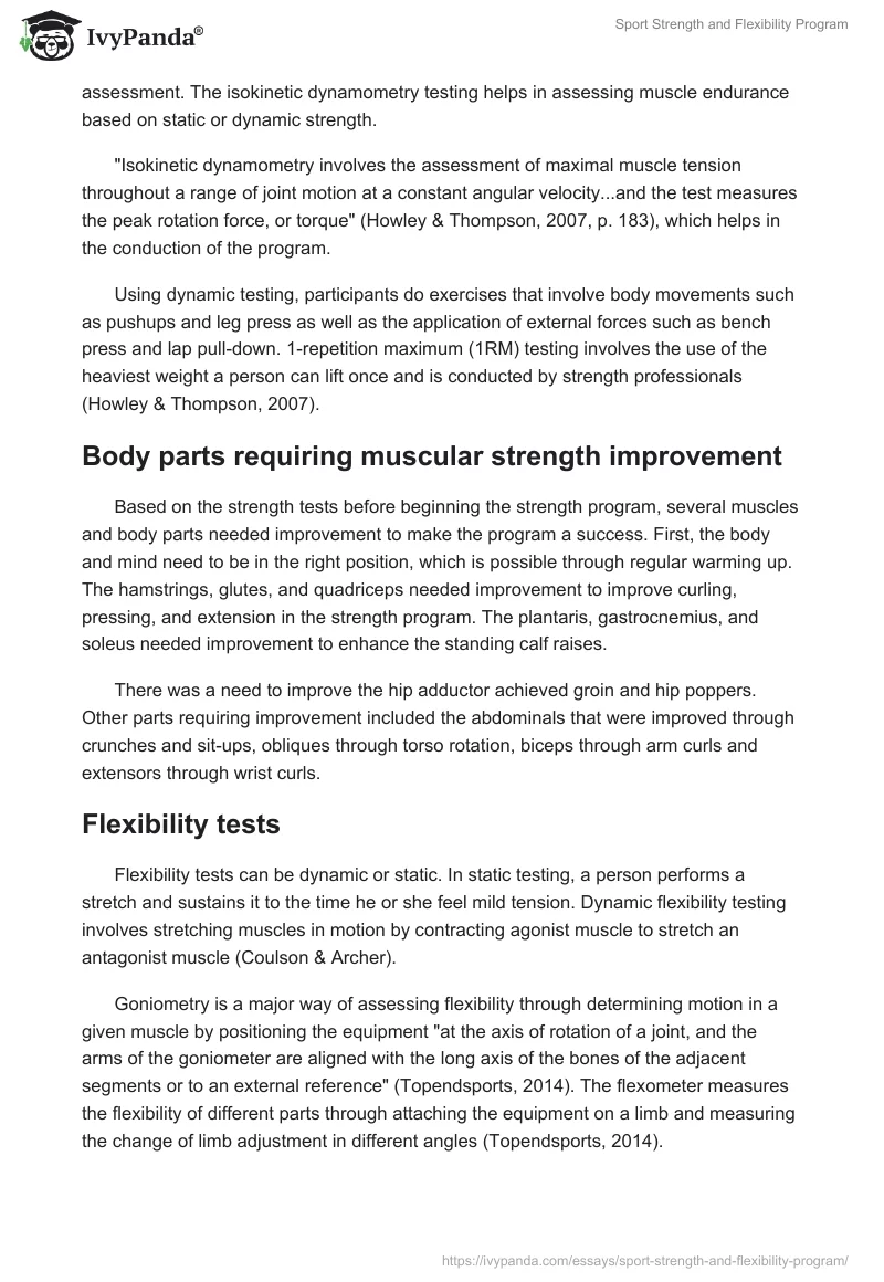 Sport Strength and Flexibility Program. Page 3