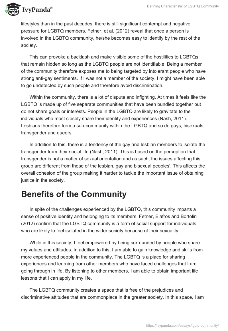 Defining Characteristic of LGBTQ Community. Page 2