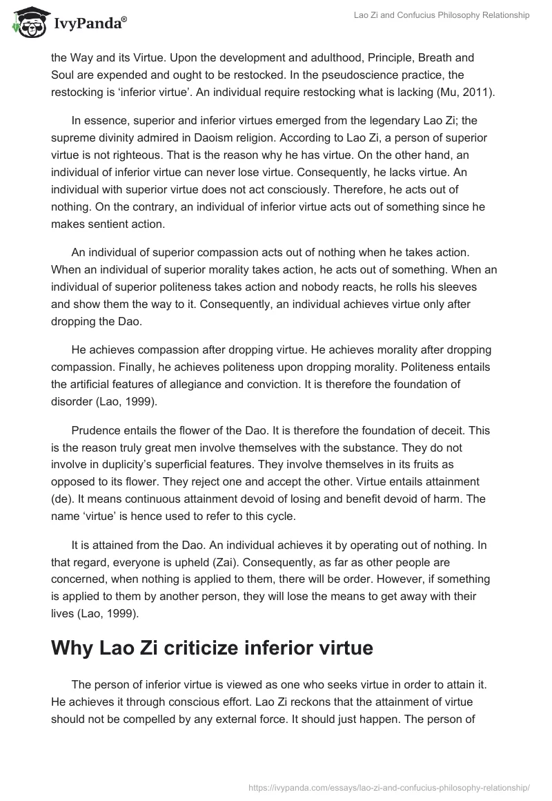Lao Zi and Confucius Philosophy Relationship. Page 2