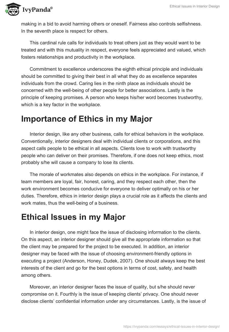 Ethical Issues in Interior Design. Page 2