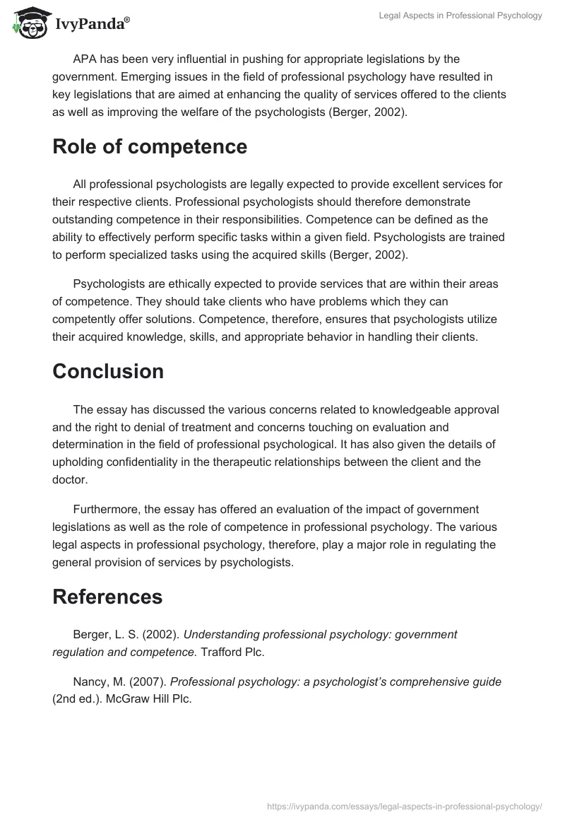 Legal Aspects in Professional Psychology. Page 4