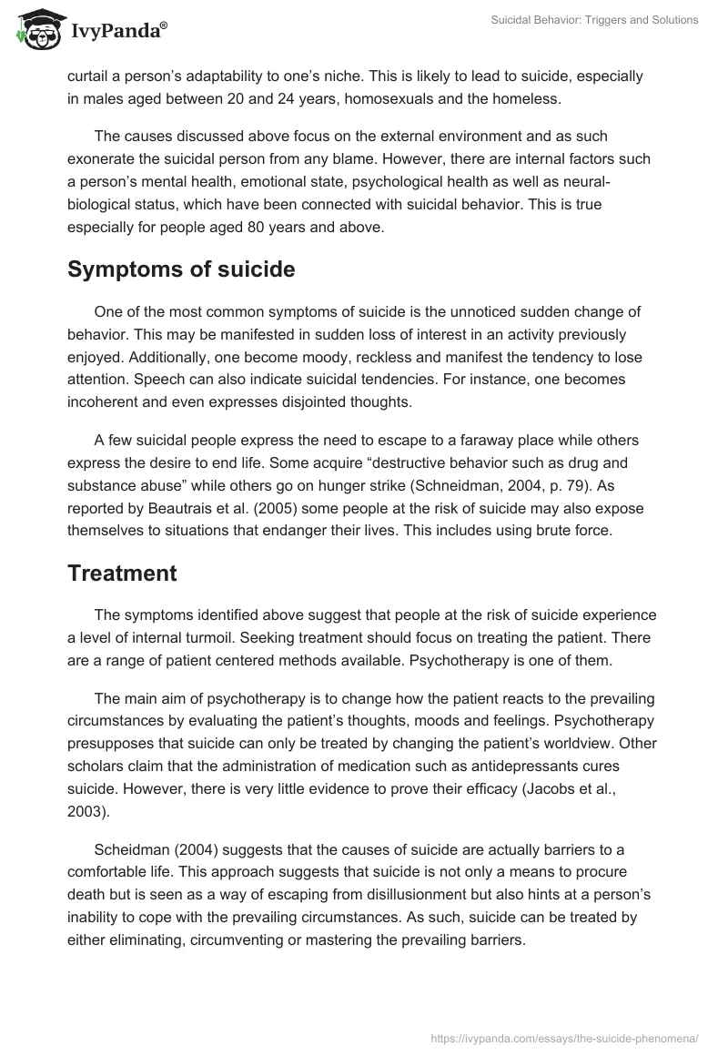 Suicidal Behavior: Triggers and Solutions. Page 3