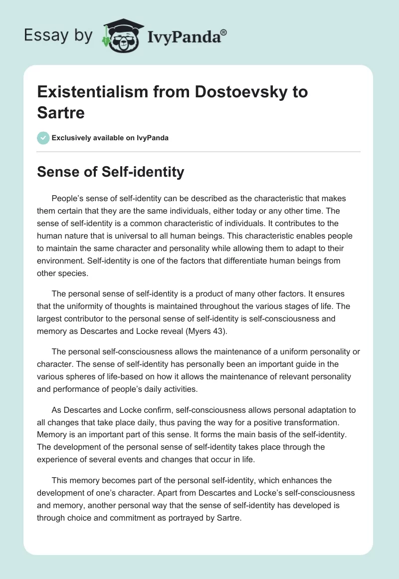 Existentialism from Dostoevsky to Sartre. Page 1