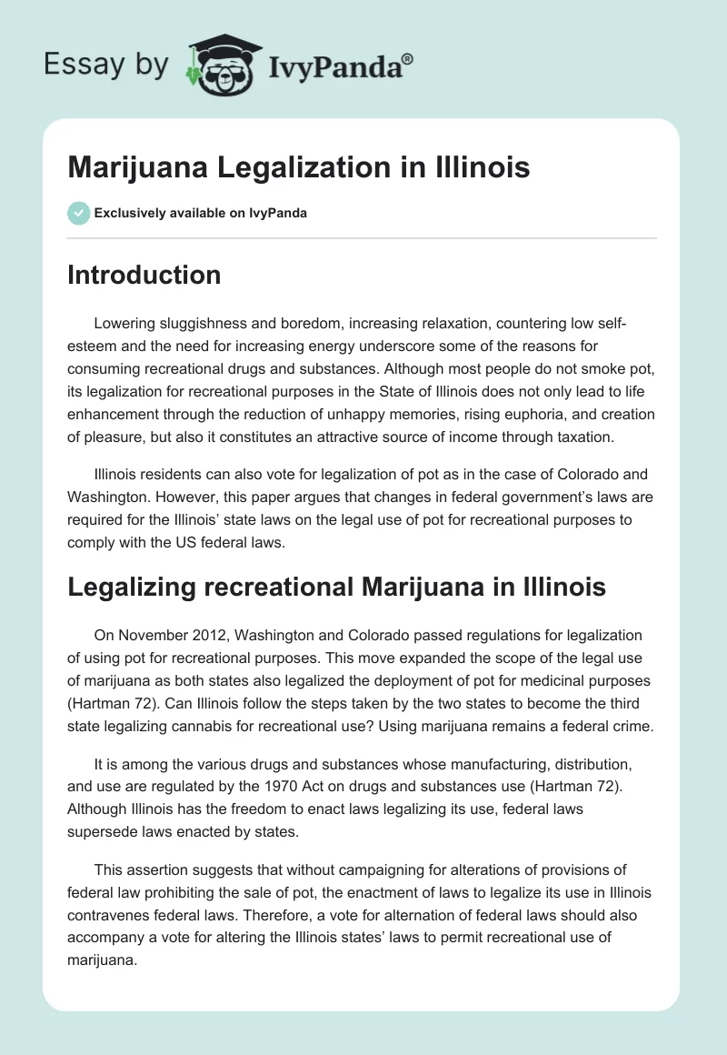 Marijuana Legalization in Illinois. Page 1