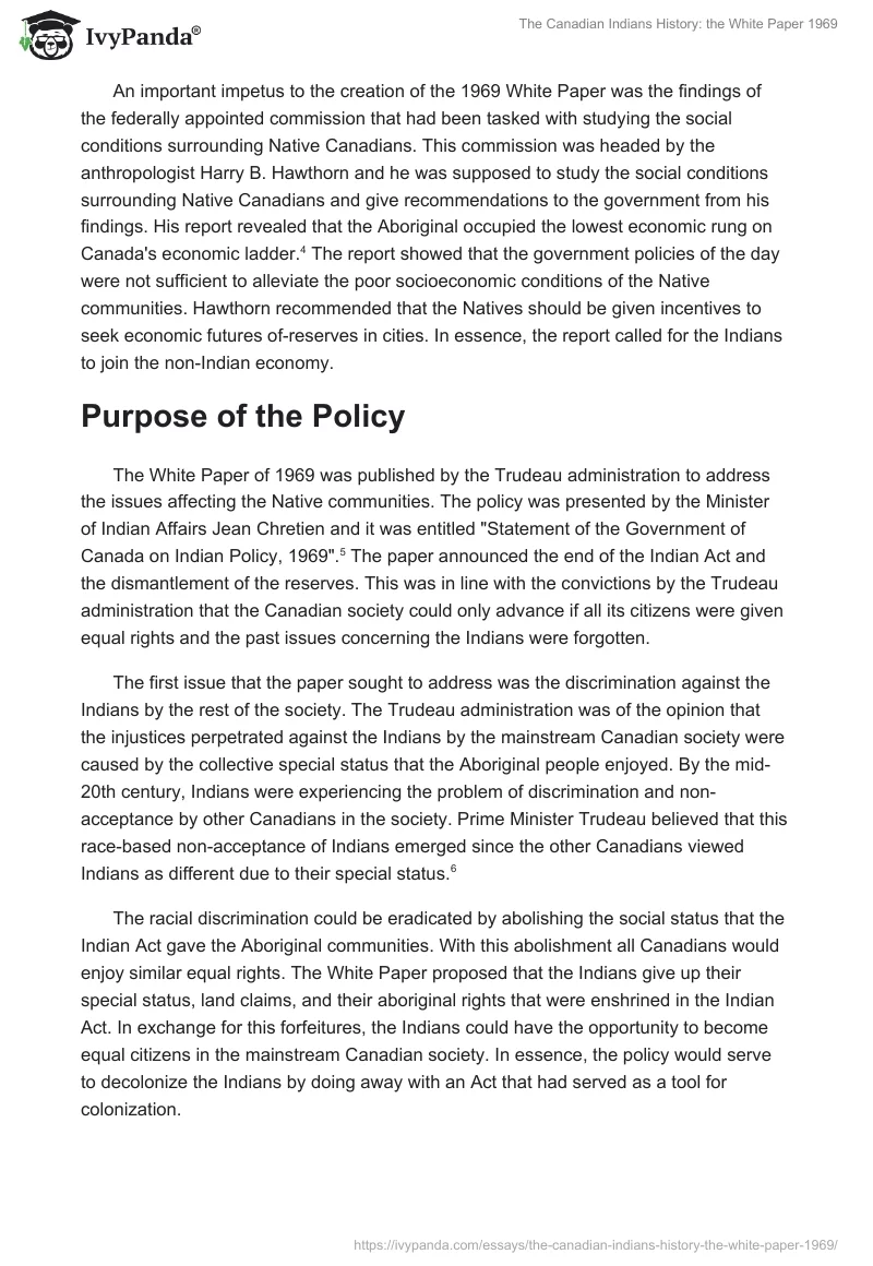 The Canadian Indians History: the White Paper 1969. Page 3