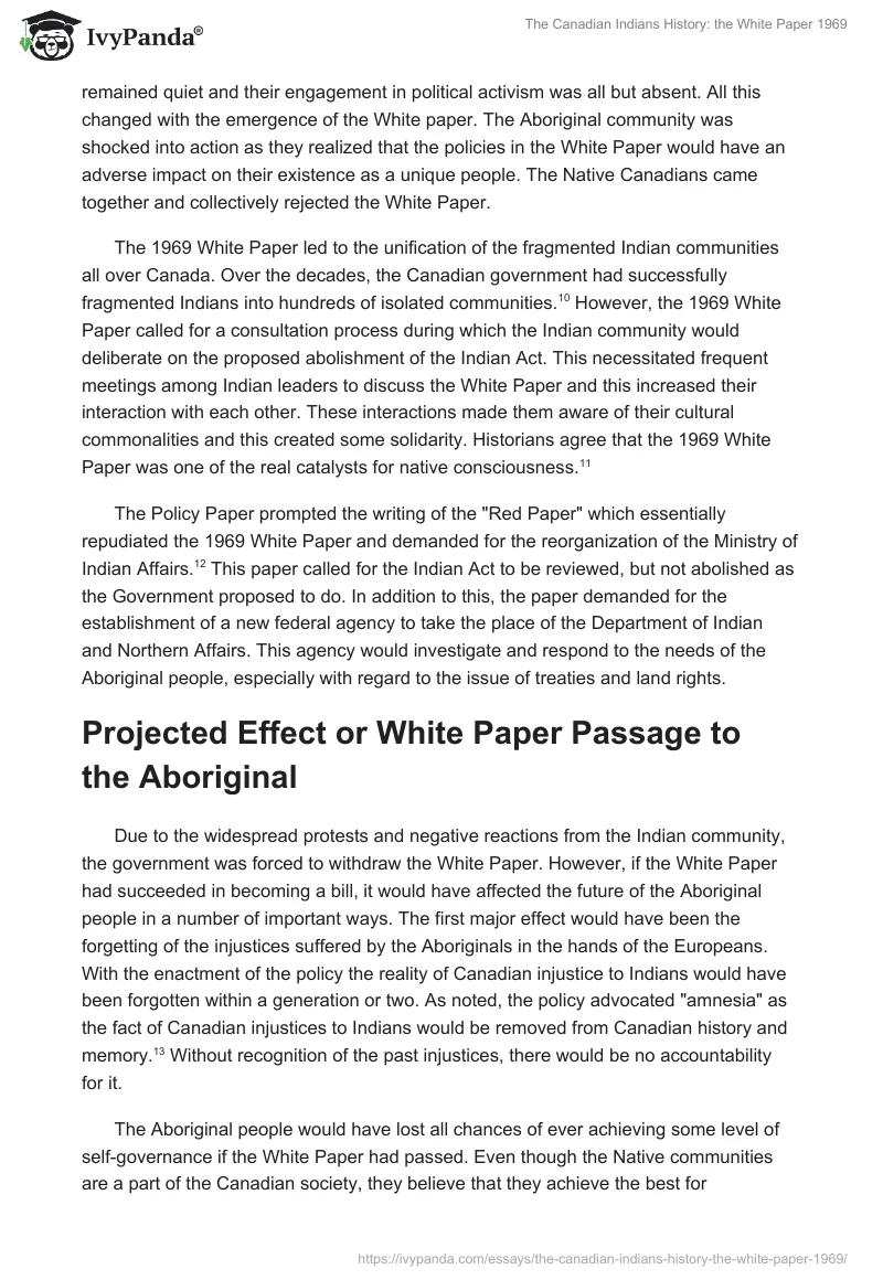 The Canadian Indians History: the White Paper 1969. Page 5