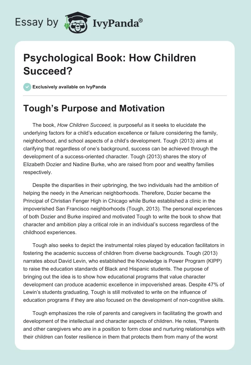 Psychological Book: "How Children Succeed?". Page 1