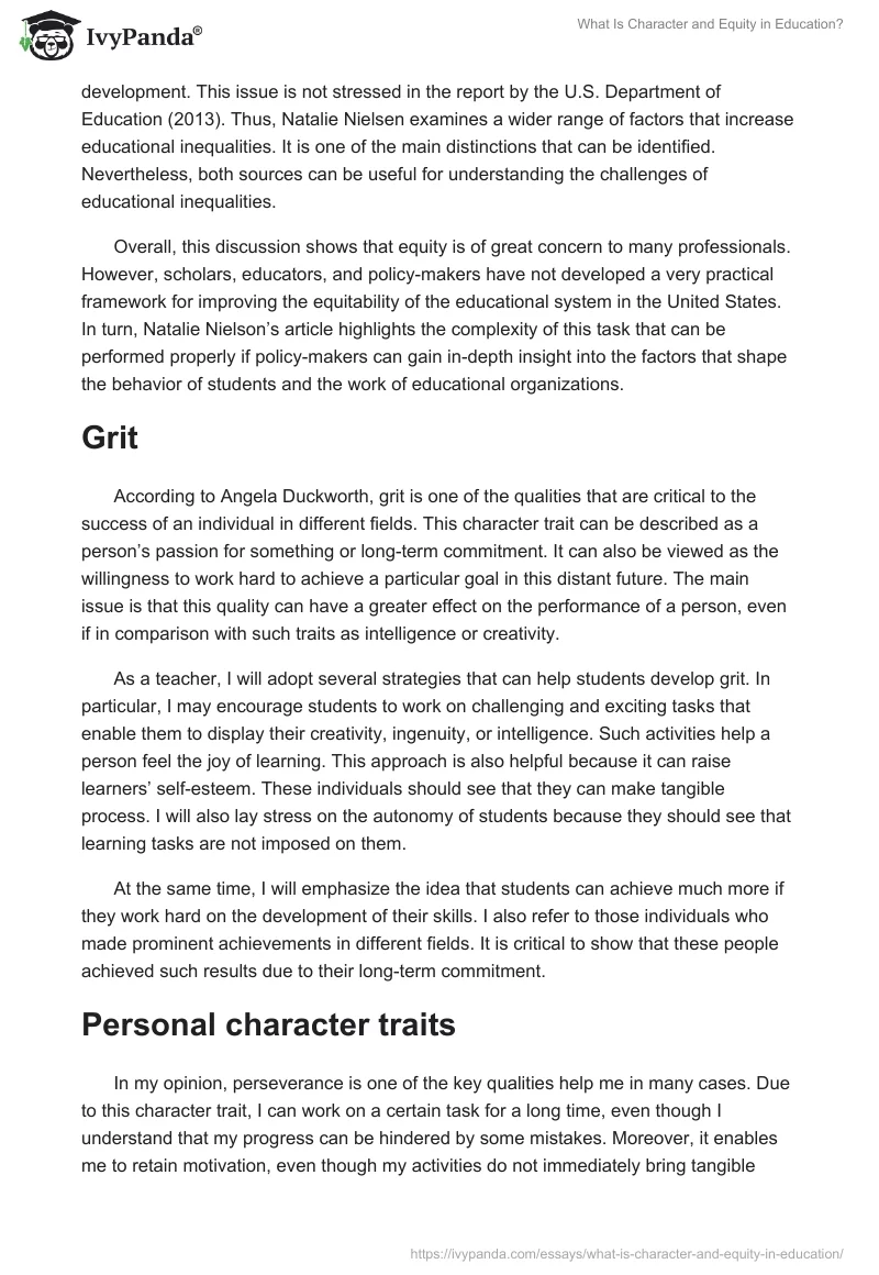 What Is Character and Equity in Education?. Page 4