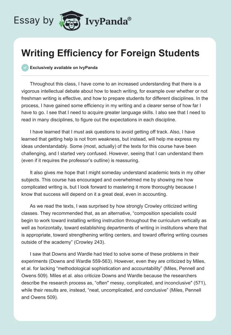 Writing Efficiency for Foreign Students. Page 1