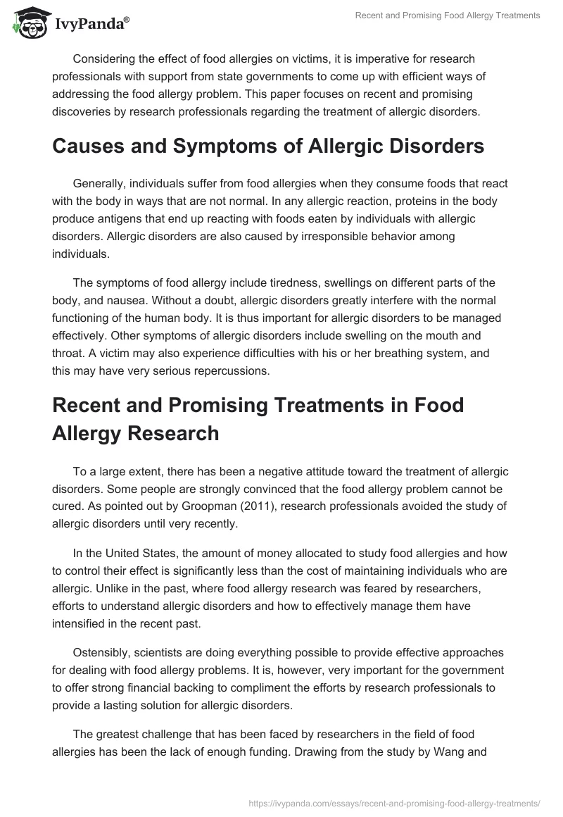 Recent and Promising Food Allergy Treatments. Page 2