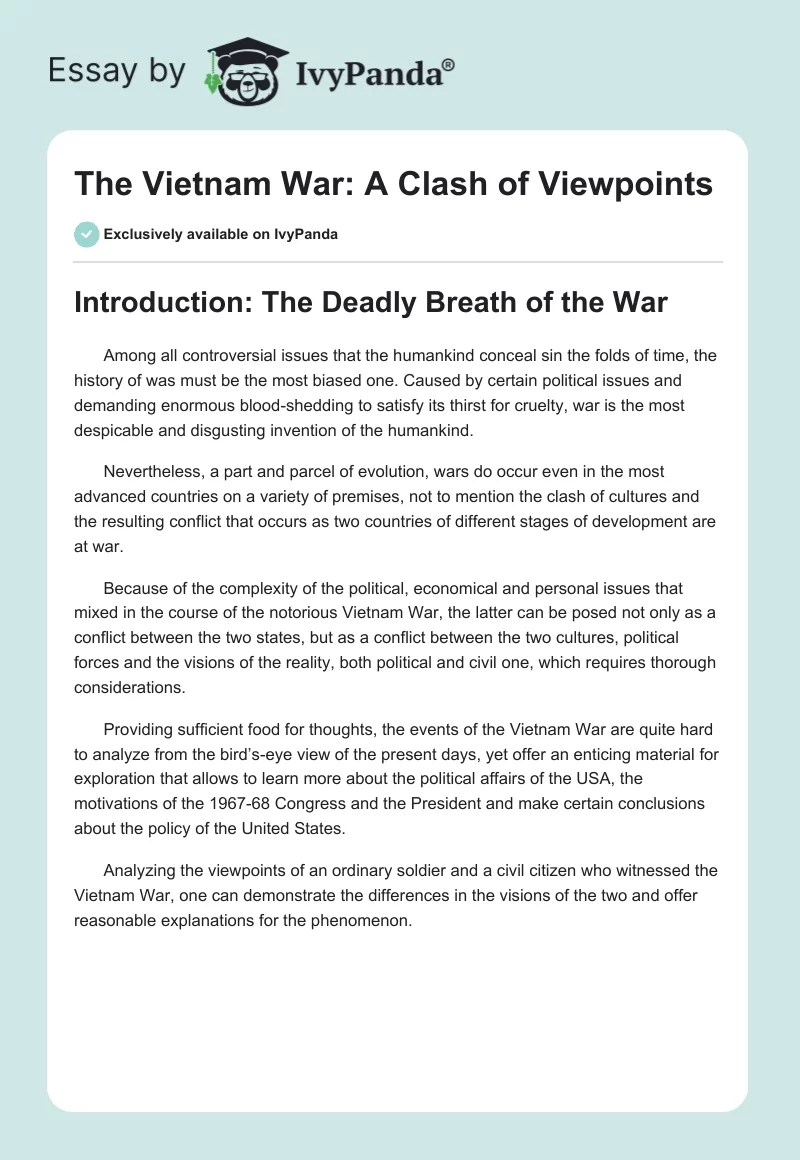 The Vietnam War: A Clash of Viewpoints. Page 1